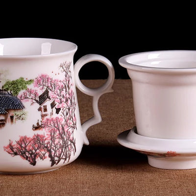 TASSE EN PORCELAINE AVEC INFUSEUR -VILLAGE