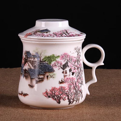 TASSE EN PORCELAINE AVEC INFUSEUR -VILLAGE