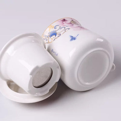TASSE EN PORCELAINE AVEC INFUSEUR -PIVOINE
